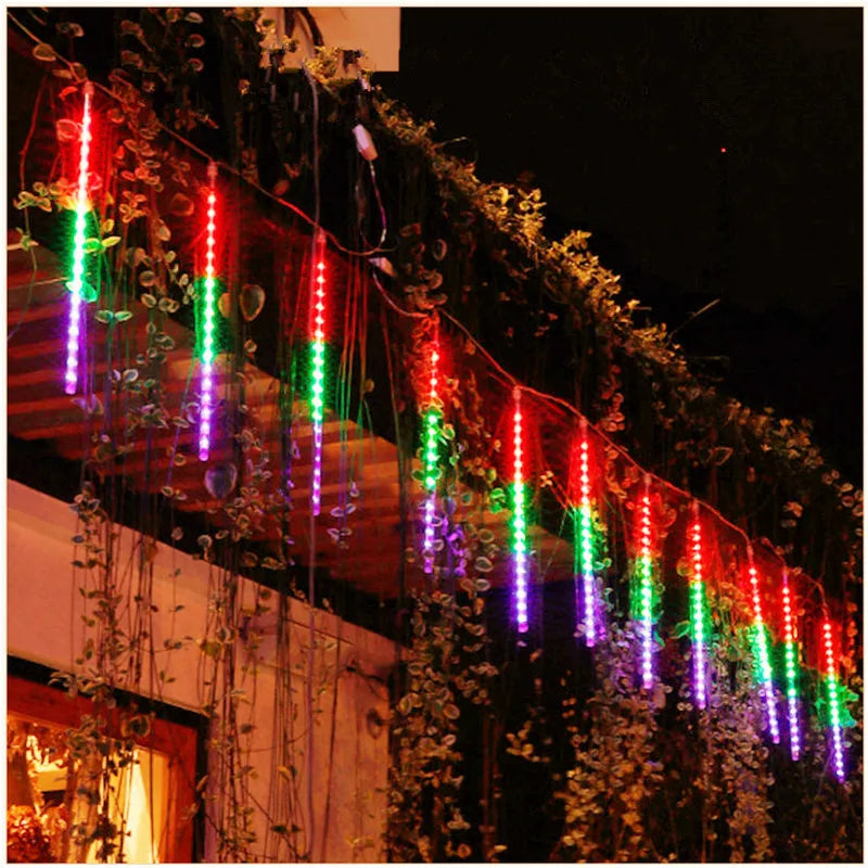 Solar Meteor Shower Light String – Waterproof LED Tubes in RGB & Warm Colours for Garden, Street & Holiday Décor (2025 Edition)