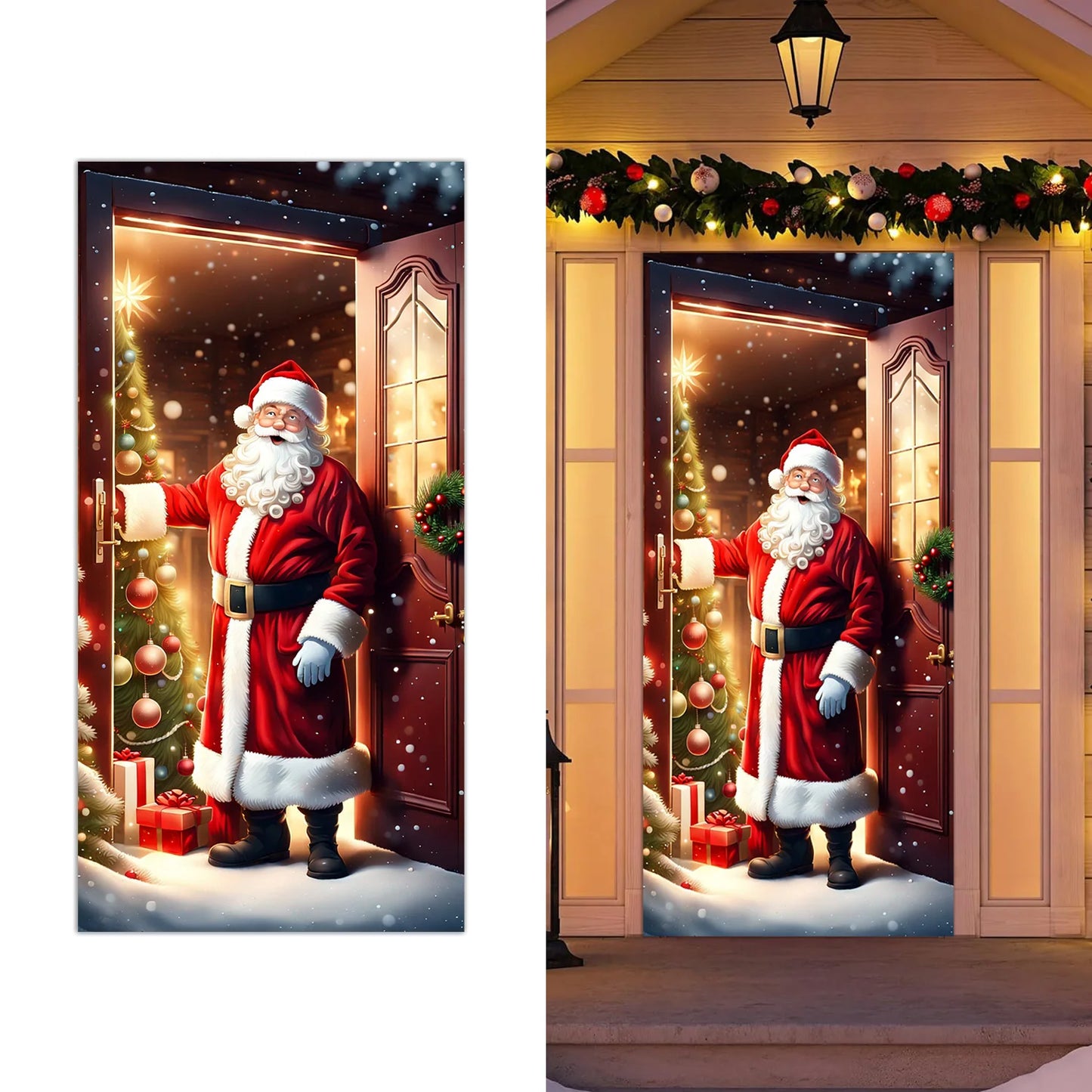 Santa Claus Background Decoration – Durable Polyester Fabric Backdrop for Indoor/Outdoor Christmas & New Year Styling (2025 Edition)