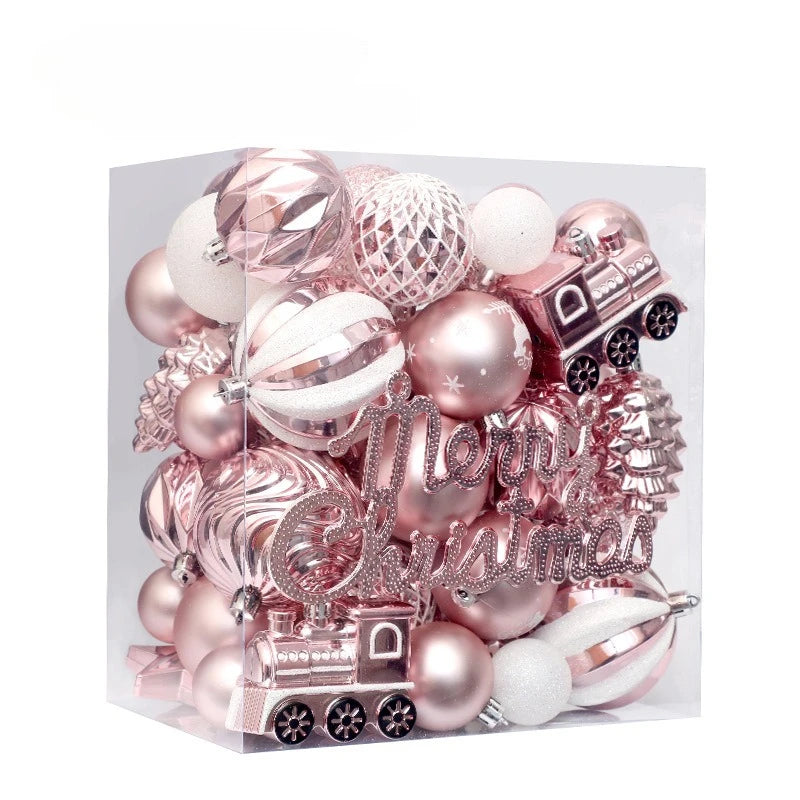 65-Piece Champagne Gold Christmas Ball Ornaments – Matte, Glossy & Textured Tree Decorations with Mixed Shapes & “Merry Christmas” Accents (2025 Edition)
