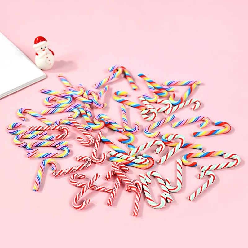 10/30/50 Mini Candy Cane Ornaments – Red & White Resin Pendants for Christmas Crafts, Tree Décor & Holiday Styling (2025 Edition)