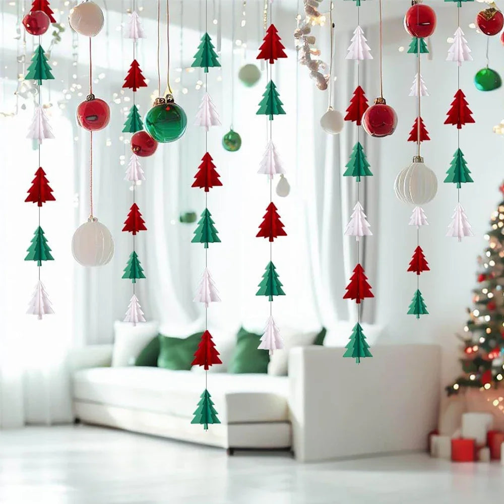 3D Christmas Tree Paper Garland – Eco-Friendly Hanging Decoration for Holiday Atmosphere & Indoor Styling (2025 Edition)