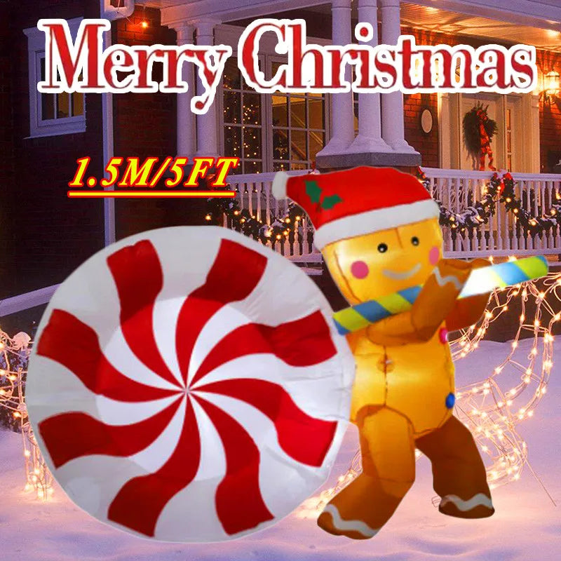 Christmas Inflatable Decoration with Built-In LED Lights – Polyester Ornament with UK Plug for Indoor & Outdoor Holiday Displays (2025 Edition)
