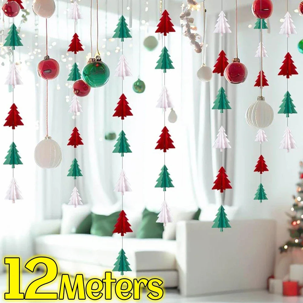 3D Christmas Tree Paper Garland – Eco-Friendly Hanging Decoration for Holiday Atmosphere & Indoor Styling (2025 Edition)