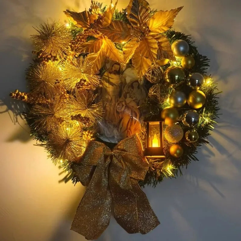 Red & Gold Christmas Wreath – 30–45cm Garland for Front Door, Window & Wall Décor (2025 Edition)
