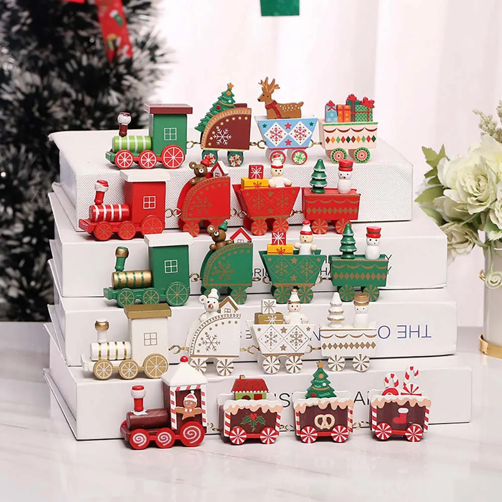 Christmas Wooden Train Ornament – Moving Train Decoration for Home, Noel & New Year 2025 Gifting