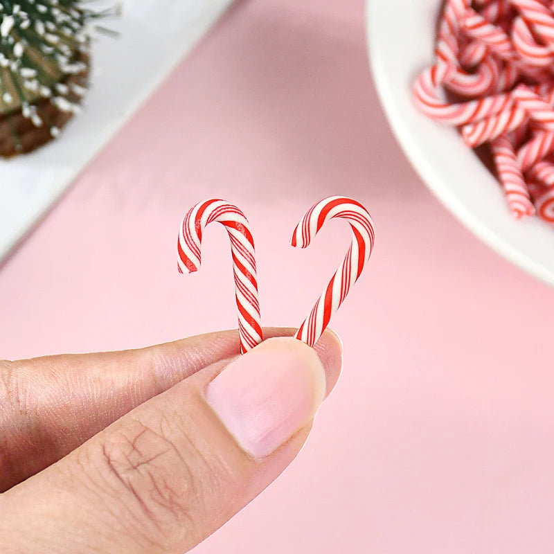 10/30/50 Mini Candy Cane Ornaments – Red & White Resin Pendants for Christmas Crafts, Tree Décor & Holiday Styling (2025 Edition)