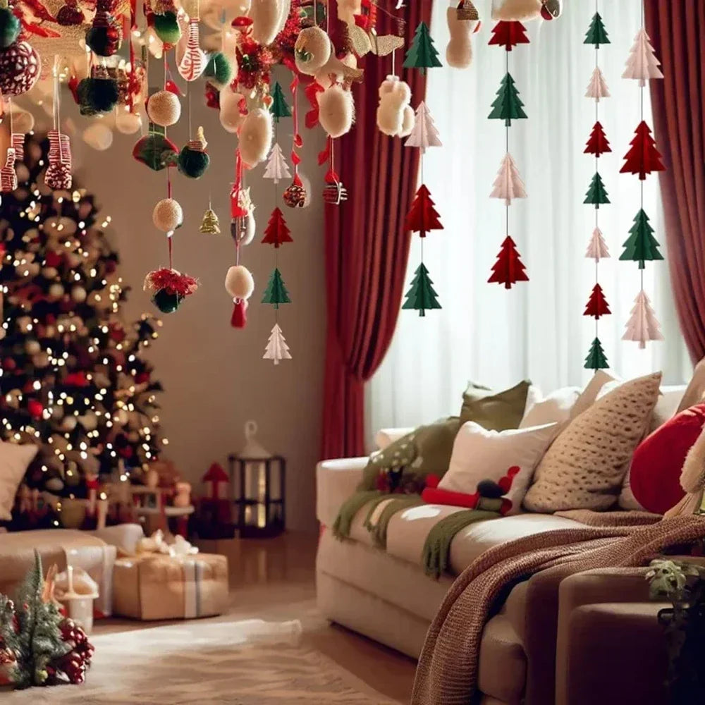 3D Christmas Tree Paper Garland – Eco-Friendly Hanging Decoration for Holiday Atmosphere & Indoor Styling (2025 Edition)