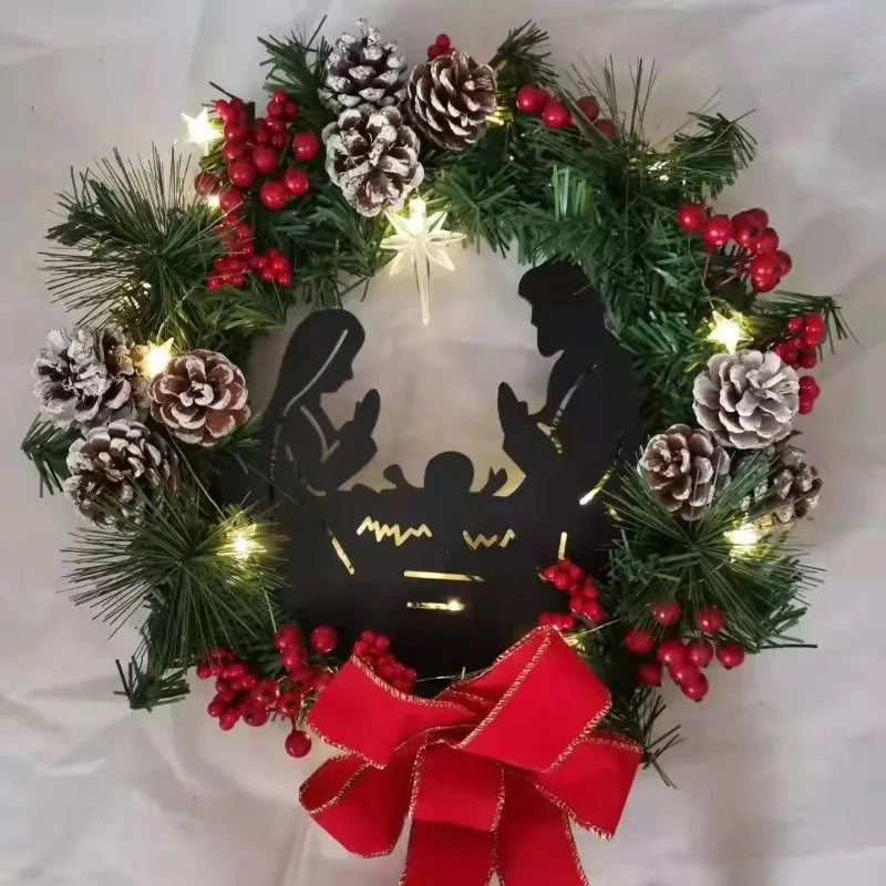 Red & Gold Christmas Wreath – 30–45cm Garland for Front Door, Window & Wall Décor (2025 Edition)