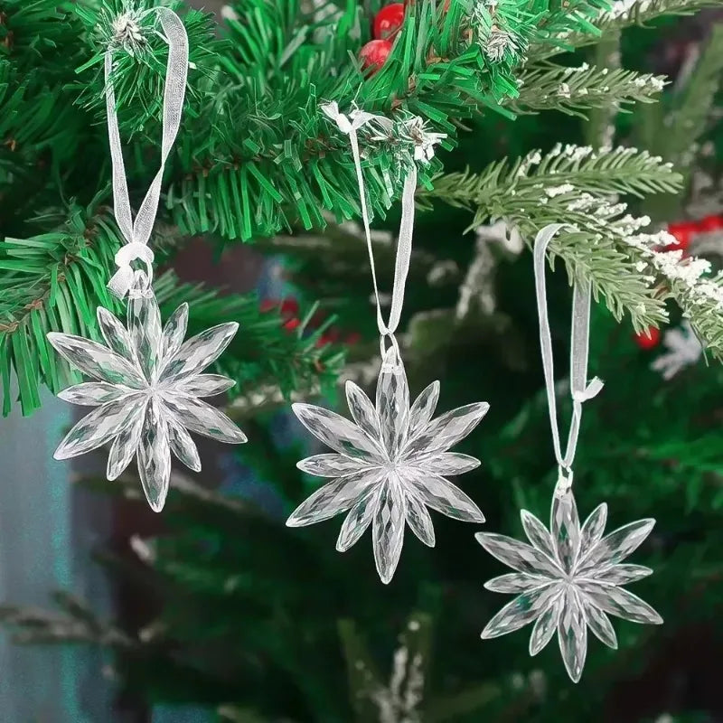 2/12-Piece Acrylic Snowflake & Icicle Ornaments – Crystal Clear Christmas Tree Pendants for Holiday & Winter Party Décor (2025 Edition)