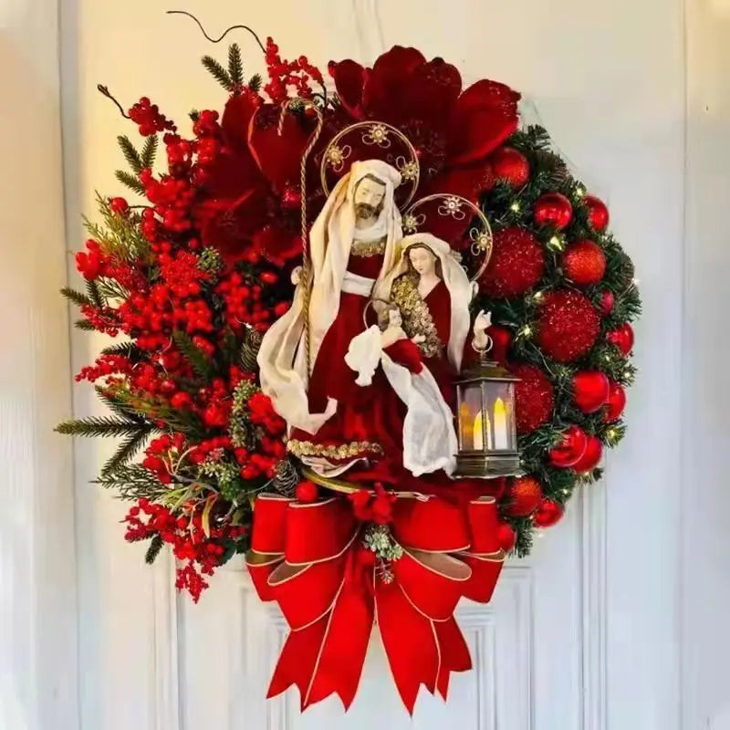Red & Gold Christmas Wreath – 30–45cm Garland for Front Door, Window & Wall Décor (2025 Edition)
