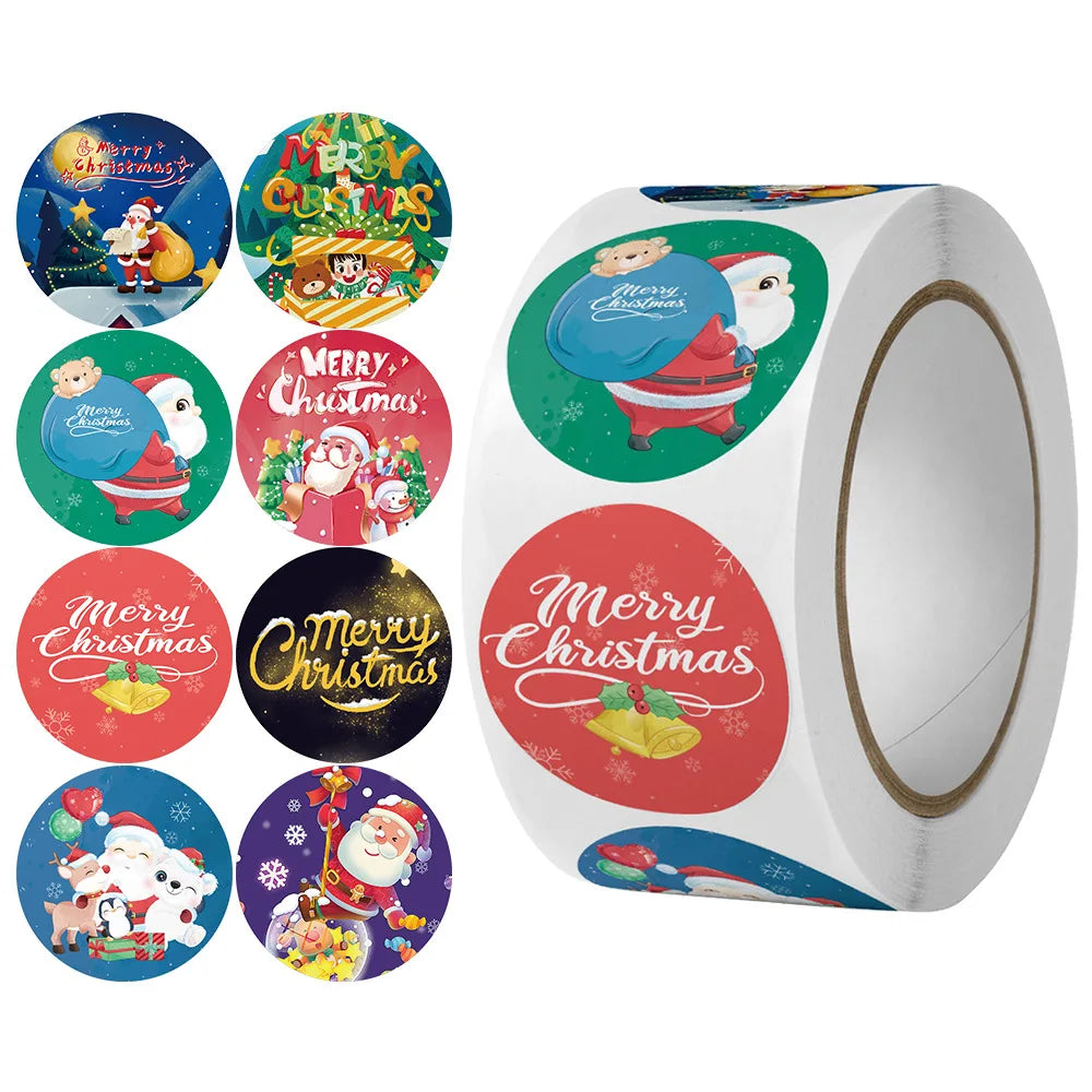 100–500 Christmas Seal Stickers – Round Paper Labels (25mm) for DIY Gift Wrapping, Crafts & Envelope Sealing (2025 Edition)