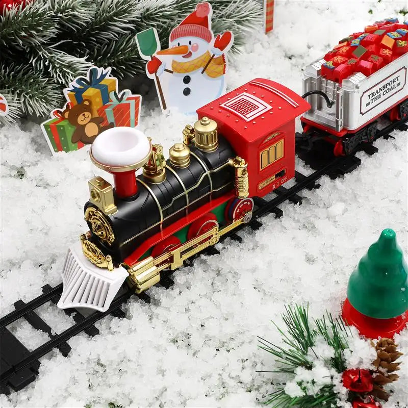 Electric Christmas Train Set – Steam Engine Toy with Sound, Lights & Railway Tracks for Kids’ Gifts & Tree Decorations (2025 Edition)