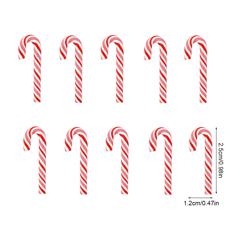 10/30/50 Mini Candy Cane Ornaments – Red & White Resin Pendants for Christmas Crafts, Tree Décor & Holiday Styling (2025 Edition)