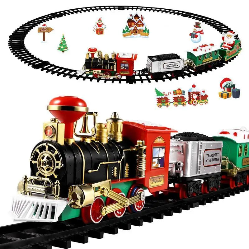 Electric Christmas Train Set – Steam Engine Toy with Sound, Lights & Railway Tracks for Kids’ Gifts & Tree Decorations (2025 Edition)