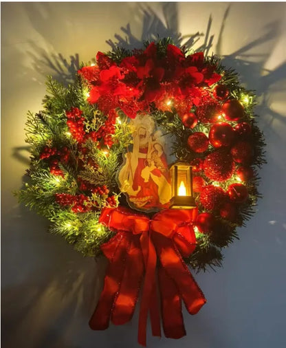 Red & Gold Christmas Wreath – 30–45cm Garland for Front Door, Window & Wall Décor (2025 Edition)