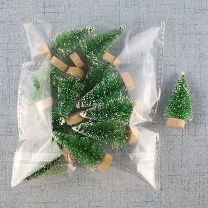 12-Piece Mini Sisal Silk Christmas Trees – 4.5cm Tabletop Ornaments for DIY Crafts, Party Décor & Festive Displays (2025 Edition)