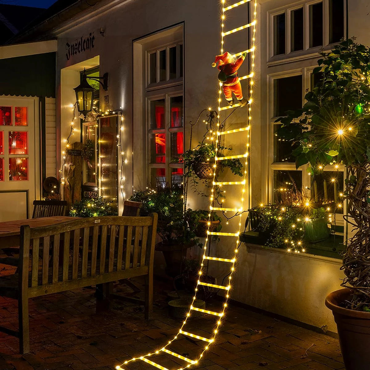 3M Santa Claus Climbing Ladder Decoration – Warm Light & Multicolour Festive Display for Indoor/Outdoor Christmas & New Year Styling (2025 Edition)