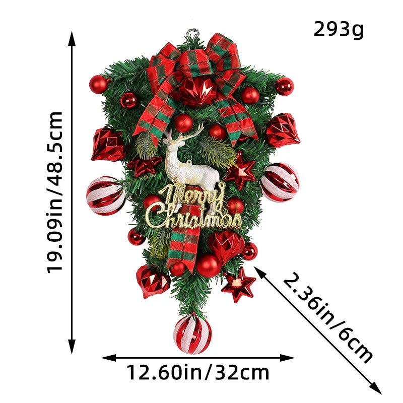 Upside-Down Christmas Tree Decoration with Red Fruit – Elk-Inspired Hanging Ornament for Door & Outdoor Yard Display (2025 Edition)