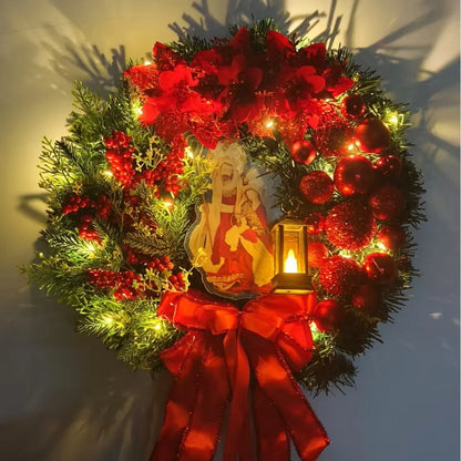 Red & Gold Christmas Wreath – 30–45cm Garland for Front Door, Window & Wall Décor (2025 Edition)