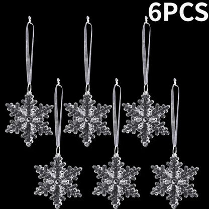 2/12-Piece Acrylic Snowflake & Icicle Ornaments – Crystal Clear Christmas Tree Pendants for Holiday & Winter Party Décor (2025 Edition)