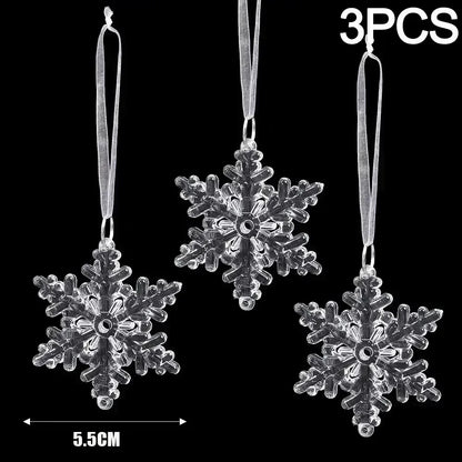 2/12-Piece Acrylic Snowflake & Icicle Ornaments – Crystal Clear Christmas Tree Pendants for Holiday & Winter Party Décor (2025 Edition)