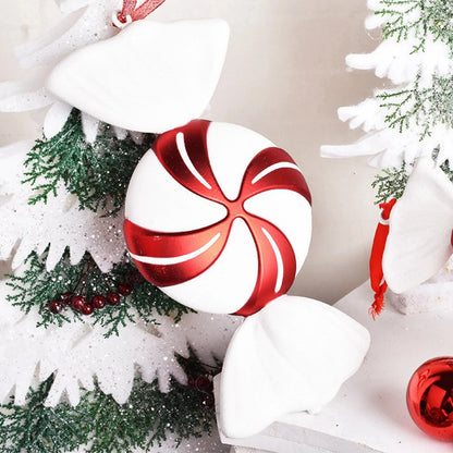 1 or 4-Piece Large Red Candy Cane Christmas Ball Ornaments – Hanging Tree Pendants for Holiday Décor & Gifting (2025 Edition)