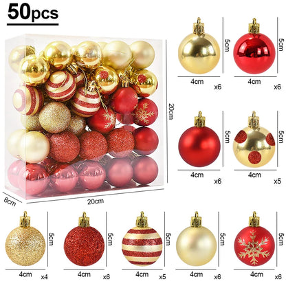 50-Piece Christmas Ball Ornaments – Boxed Hanging Tree Pendants for Holiday Décor, Parties & Gifting (2025 Edition)