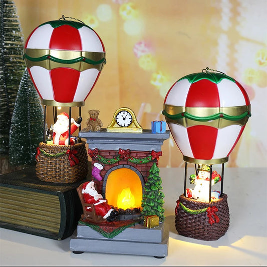 Christmas Glowing Resin Ornament – LED Santa, Snowman & Fireplace Night Light for Holiday Décor & Kids’ Gifts (2025 Edition)