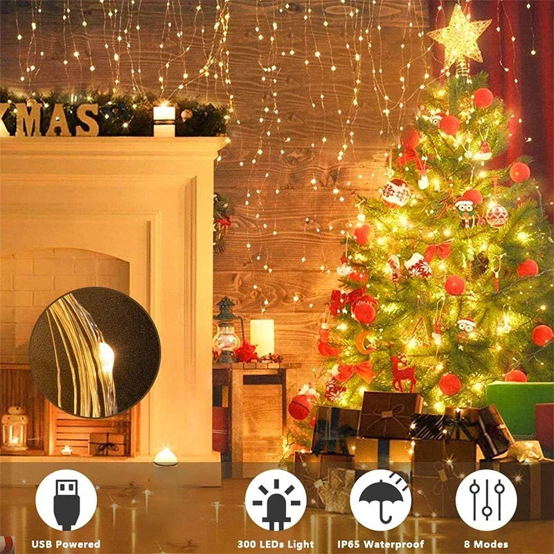 3M LED Curtain String Lights – USB-Powered Fairy Garland with 8 Modes (2025 Edition)