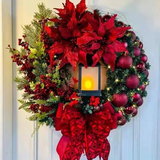 Red & Gold Christmas Wreath – 30–45cm Garland for Front Door, Window & Wall Décor (2025 Edition)