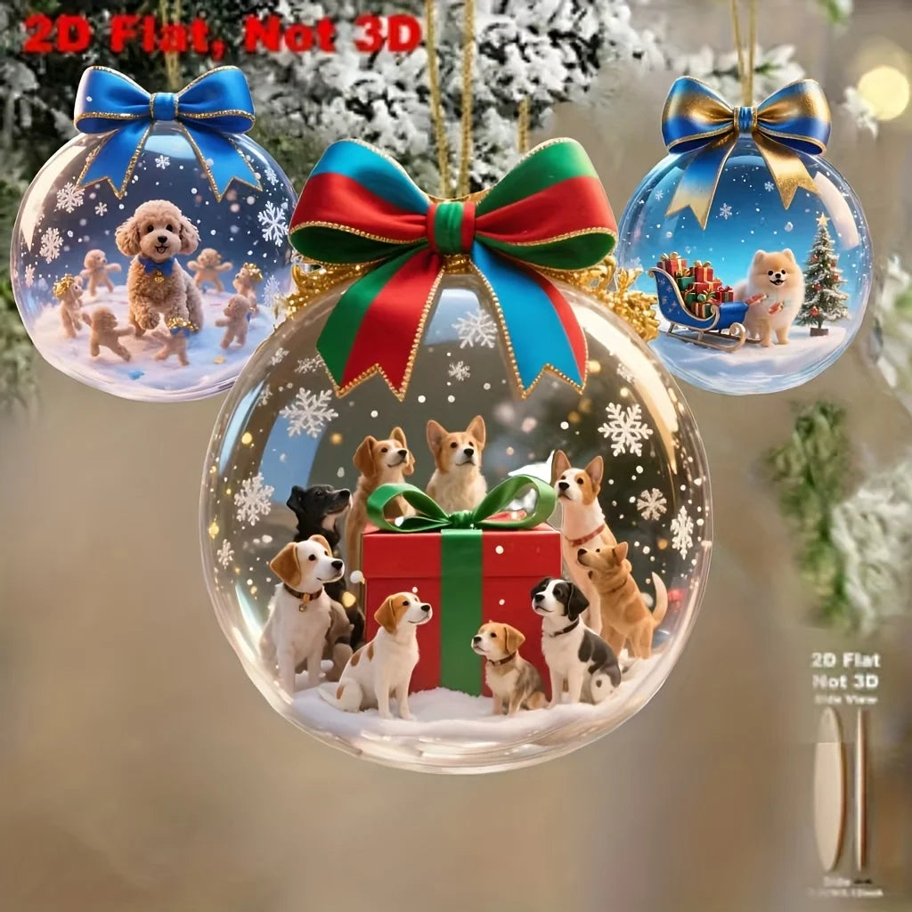 8‑Piece Christmas Wooden Dog Ornaments – Cute 2D Hanging Pendants for Home, Window & Party Décor
