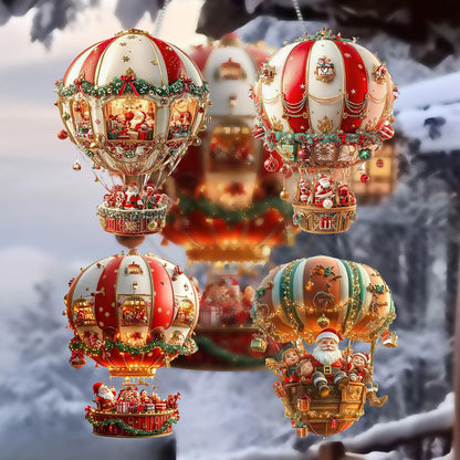 2D Acrylic Hot Air Balloon Christmas Window Pendant – Love Balloon Tree Decoration & Holiday Home Décor