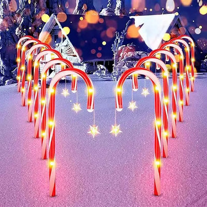 8pcs Solar Candy Cane Garden Lights – Waterproof LED Holiday Pathway Lights with 8 Functions for Christmas & New Year Décor (2025 Edition)