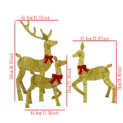 3-Piece Light-Up Iron Reindeer Set – Handmade Christmas Garden Ornaments with LED Lights for Outdoor Décor (2025 Edition)