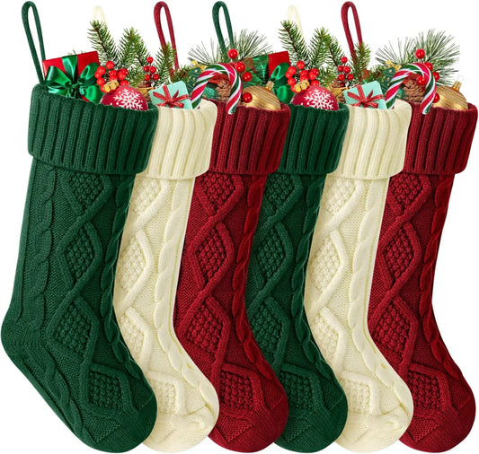 Large Cable Knit Christmas Stockings for Kids – Soft Holiday Decoration for Family Parties & Festive Gifting (2025 Edition)