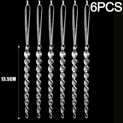 2/12-Piece Acrylic Snowflake & Icicle Ornaments – Crystal Clear Christmas Tree Pendants for Holiday & Winter Party Décor (2025 Edition)