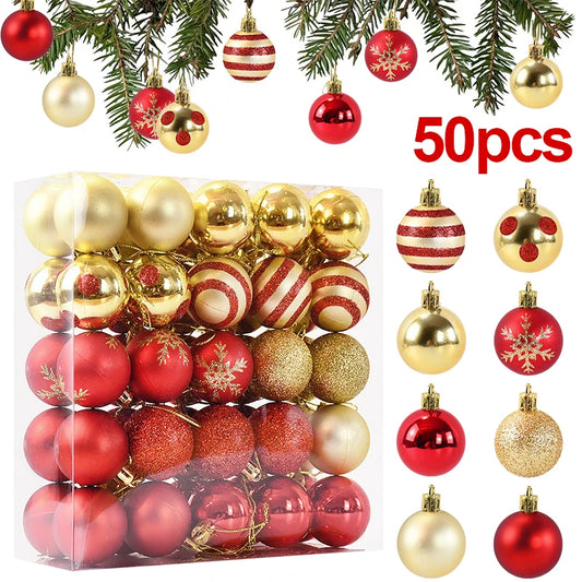 50-Piece Christmas Ball Ornaments – Boxed Hanging Tree Pendants for Holiday Décor, Parties & Gifting (2025 Edition)