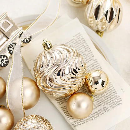 65-Piece Champagne Gold Christmas Ball Ornaments – Matte, Glossy & Textured Tree Decorations with Mixed Shapes & “Merry Christmas” Accents (2025 Edition)