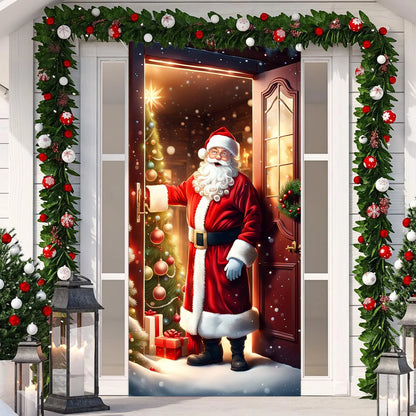 Santa Claus Background Decoration – Durable Polyester Fabric Backdrop for Indoor/Outdoor Christmas & New Year Styling (2025 Edition)