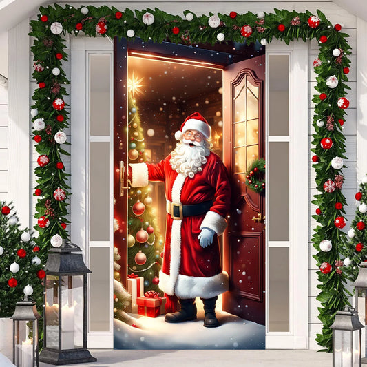Santa Claus Background Decoration – Durable Polyester Fabric Backdrop for Indoor/Outdoor Christmas & New Year Styling (2025 Edition)