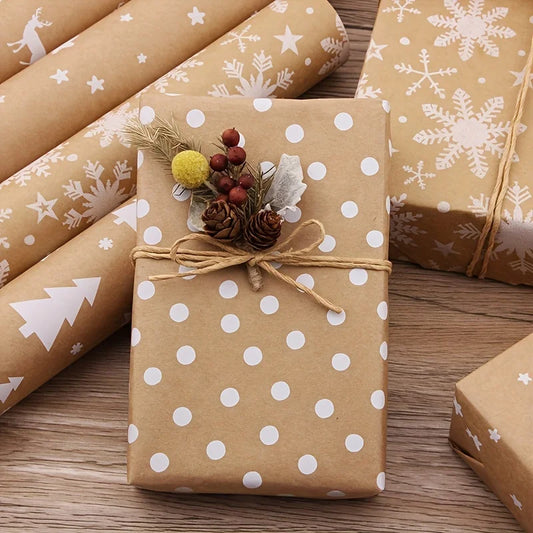 Christmas Gift Wrapping Paper Roll – Snowflake & Tree Pattern (16.9" × 590") Eco-Friendly Holiday Packaging for Presents (2025 Edition)