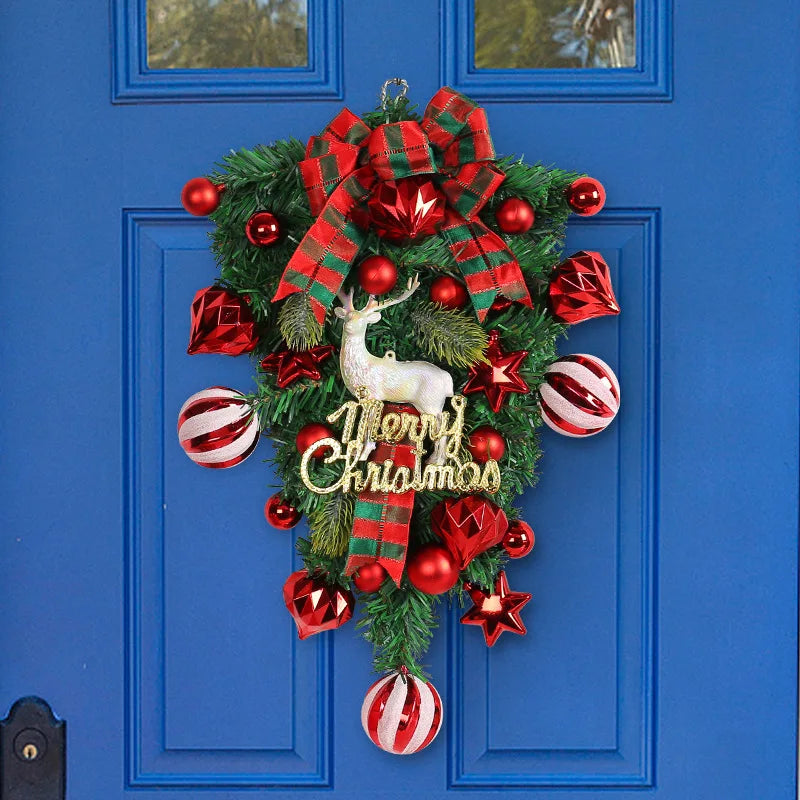 Upside-Down Christmas Tree Decoration with Red Fruit – Elk-Inspired Hanging Ornament for Door & Outdoor Yard Display (2025 Edition)