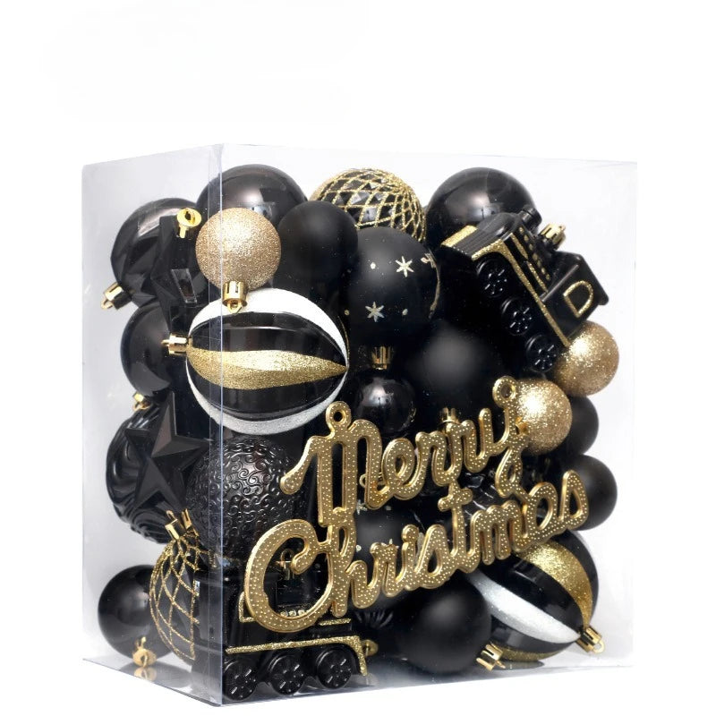65-Piece Champagne Gold Christmas Ball Ornaments – Matte, Glossy & Textured Tree Decorations with Mixed Shapes & “Merry Christmas” Accents (2025 Edition)