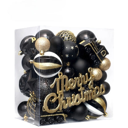 65-Piece Champagne Gold Christmas Ball Ornaments – Matte, Glossy & Textured Tree Decorations with Mixed Shapes & “Merry Christmas” Accents (2025 Edition)