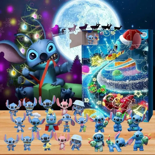 Cartoon Advent Calendar– 24-Day Countdown Resin Gift with Stitch & Santa Designs for Christmas & New Year (2025 Edition)