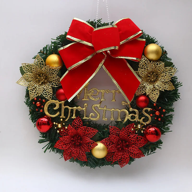 30cm White Wooden Christmas Wreath – Handmade Rattan Garland for Front Door, Window & Indoor Holiday Décor (2025 Edition)
