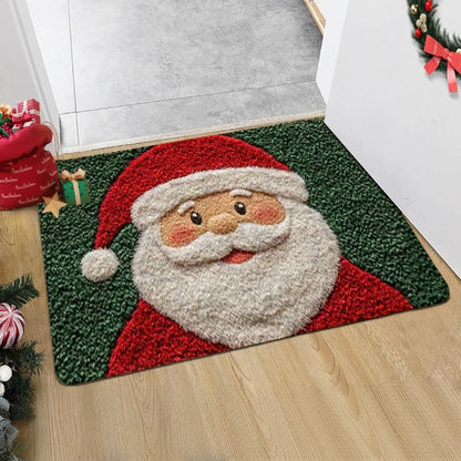 Christmas Door Mat – Santa & Gingerbread Holiday Welcome Rug for Indoor/Outdoor Home Décor