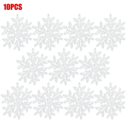 10-Piece Acrylic Snowflake Pendants – Transparent Crystal Ornaments for Christmas Tree & New Year Home Décor (2025 Edition)