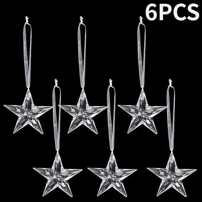 2/12-Piece Acrylic Snowflake & Icicle Ornaments – Crystal Clear Christmas Tree Pendants for Holiday & Winter Party Décor (2025 Edition)