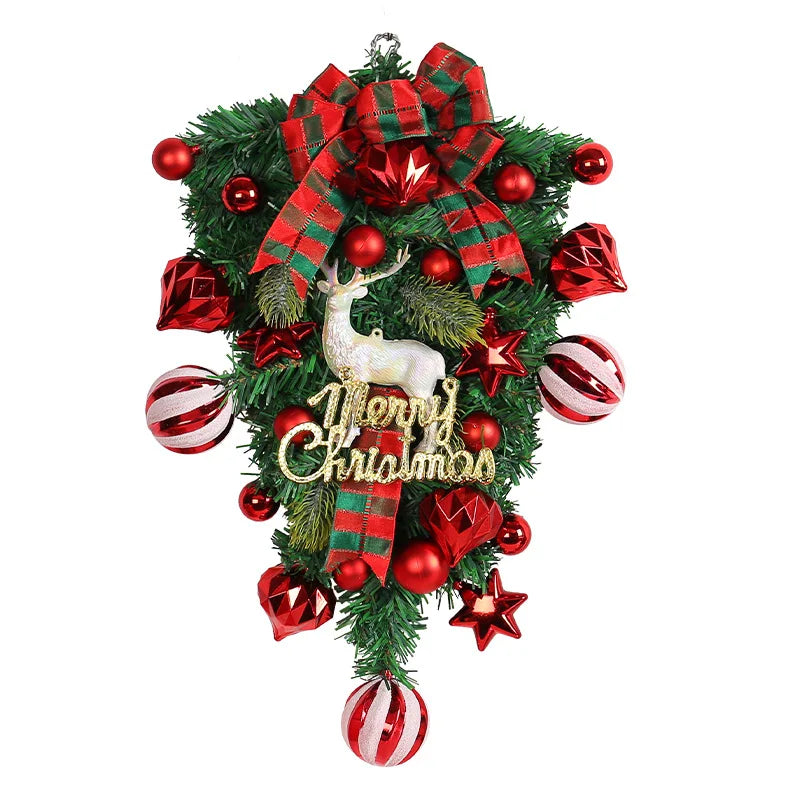 Upside-Down Christmas Tree Decoration with Red Fruit – Elk-Inspired Hanging Ornament for Door & Outdoor Yard Display (2025 Edition)